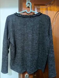 Women's Charcoal Grey Textured Top