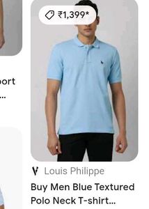 Men Light Blue Polo Neck T-Shirt