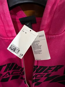 H&amp;M Racing Pink Graphic Print Zipper Hoodie