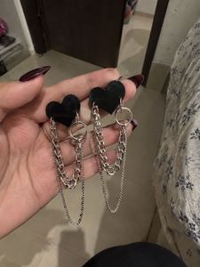 Gothic Heart Chain Drop Earrings