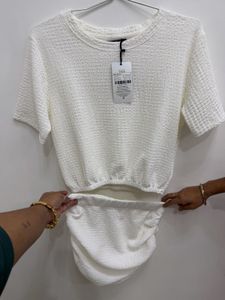 Shein White Textured Cropped Top&amp;tunic