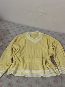 Yellow V-Neck Knit Sweater