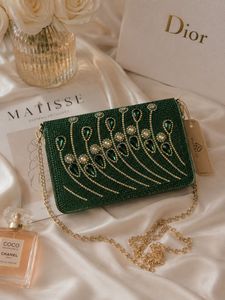 Stunning Embellished Green Clutch Bag