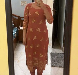 Peach Cotton Blend 3-Piece Salwar Suit Set