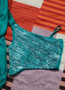 Stylish Teal Embellished Outfit