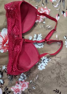 Red  with Lace Detail
