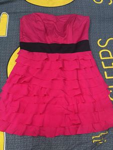 Ruffle Strapless Pink Dress