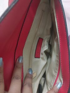 KLEIO Red Faux Leather Handbag