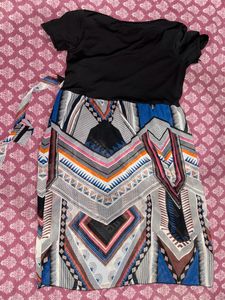Boho Geometric Print Midi Dress
