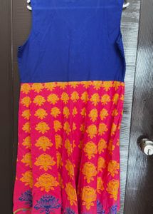 Vibrant Blue &amp; Pink Floral Kurta