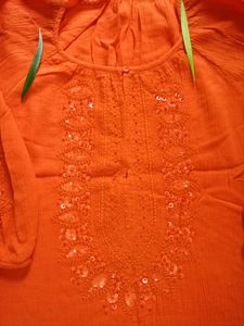 Orange Colour Embroidery Top