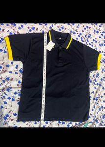 Men's Navy Polo T-Shirt with Yellow Accents