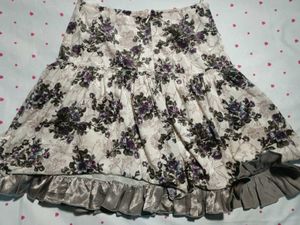 Floral Print Skirt with Ruffles