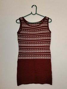 Maroon Textured Knit Dress