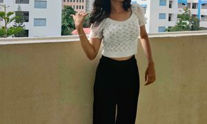 White Knit Crop Top