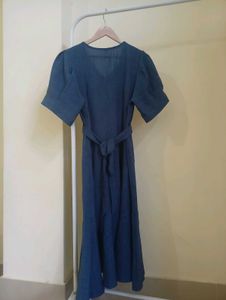 Blue Button-Down Midi Dress