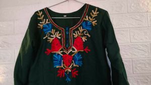 Embroidered Green Kurta