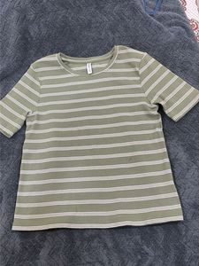 Green Striped Casual Top