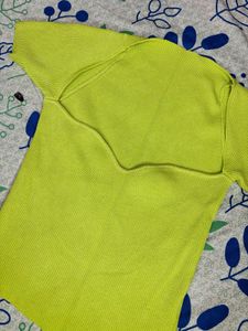 Lime Green Ribbed Cut-Out Top🌴🥑