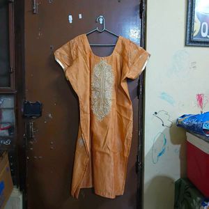 Orange Embroidered Kurta Set with Dupatta