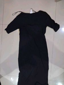 Black Button-Front Midi Dress