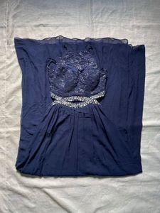 Elegant Navy Blue Embellished Gown