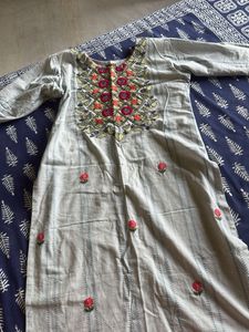 Embroidered Cotton Kurta