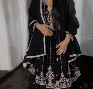 Elegant Black Embroidered Lehenga Choli
