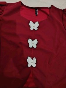 brand new Maroon Top with Butterfly Embellishments