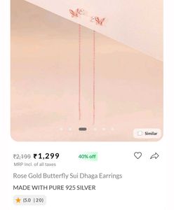 Rose Gold Butterfly Sui Dhaga Earrings