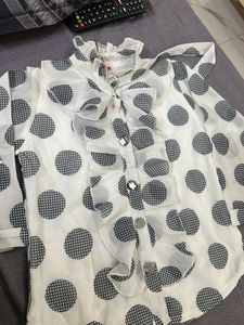 Chic Polka Dot Ruffle Blouse