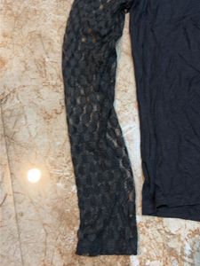 Black Lace Sleeve Top