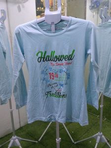 Light Blue Long Sleeve "Hallowed" Top