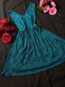 Teal Lace V-Neck Dress