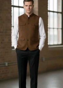 Men's Traditional Dark Brown Nehru Jacket