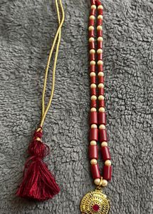 Red Beaded Necklace with Earrings