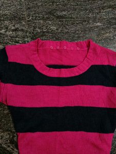 Pink &amp; Black Striped Sweater