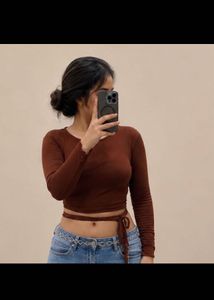 Brown Backless Tie-Up Top