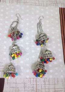 Oxidised Multicolour Long Jhumka Earrings💖