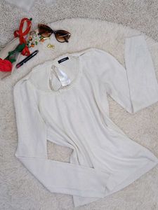 Cream Open Back Knit Top
