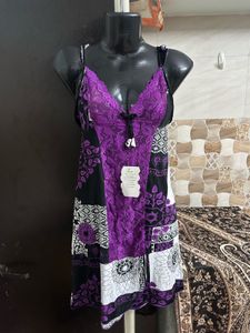 Purple Patchwork Lace Nightgown
