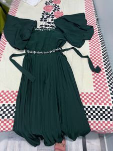 Emerald Green Pleated Maxi Dress
