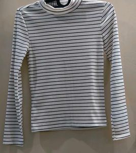 Chic Striped Mock Neck Top