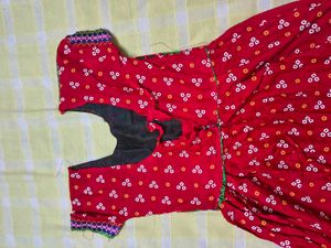 Red Embroidered Girls Dress