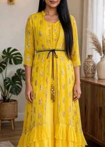 Yellow Kurta Set & Jacket