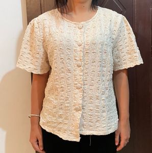 Textured Button-Up Blouse