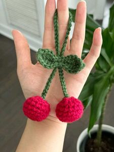 1 keychain Handmade Crochet Heart Cherry keychai