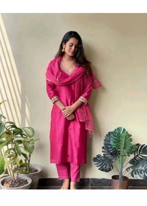 Vibrant Pink Embroidered Kurta Set
