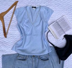 Powder blue baby doll top