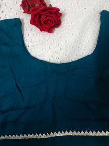 Elegant Teal &amp; White Kurta Set